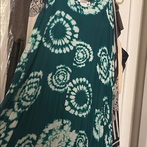 Green and White Tie-Dye Dress